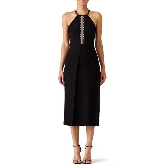 Yigal Azrouel Black Shell Embroidery Crepe Giorgio Dress NWT - Picture 1 of 12